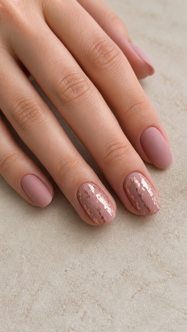 Rose Gold Foil Accents on Dusty Pink