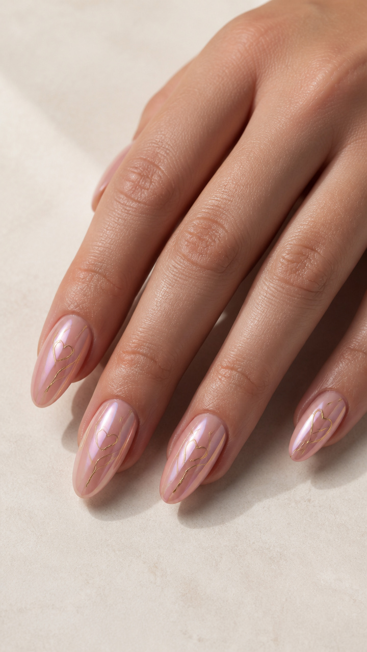 Rose Quartz Chrome with Minimalist Line Art