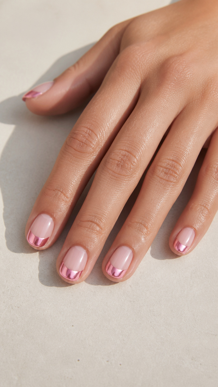Rose Quartz Ombre with Chrome Pink Tips