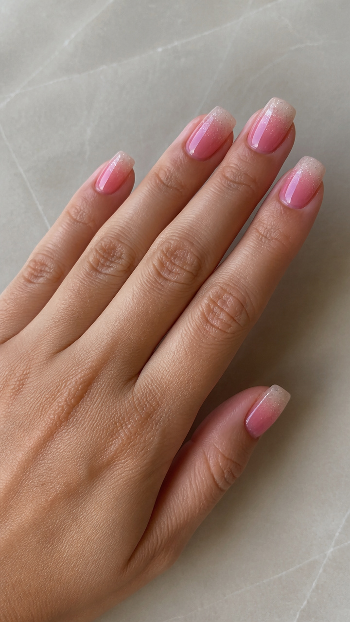 Rose Quartz Ombré with Silver Micro Glitter