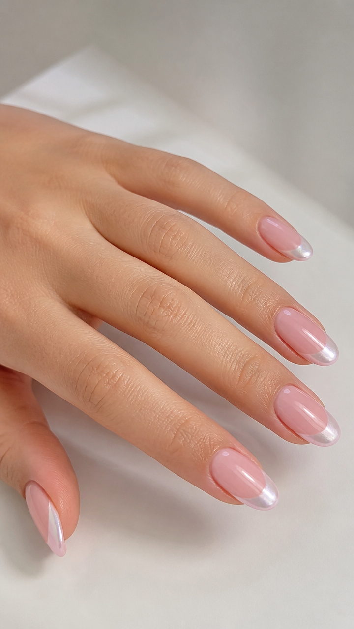 Soft Pink French with Pearlized Tips