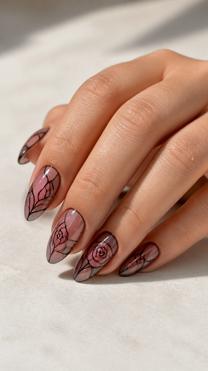 Vintage Rose Stained Glass Design