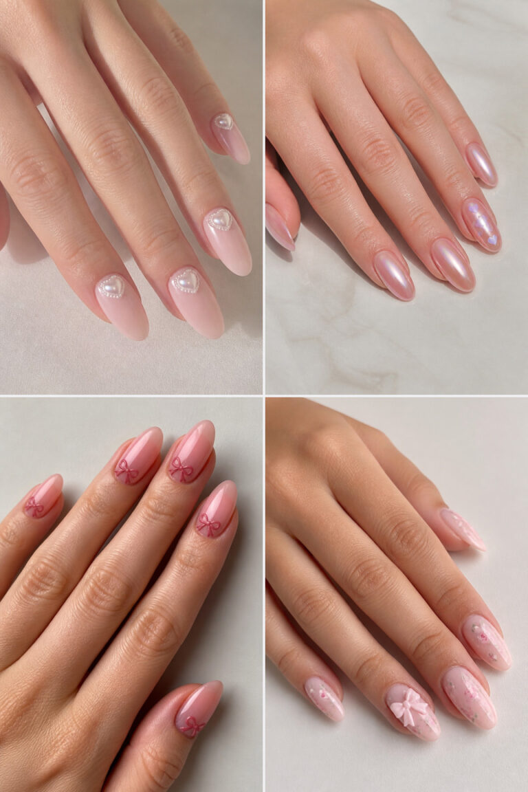 15 Pink Coquette Nail Designs With Bows and Hearts