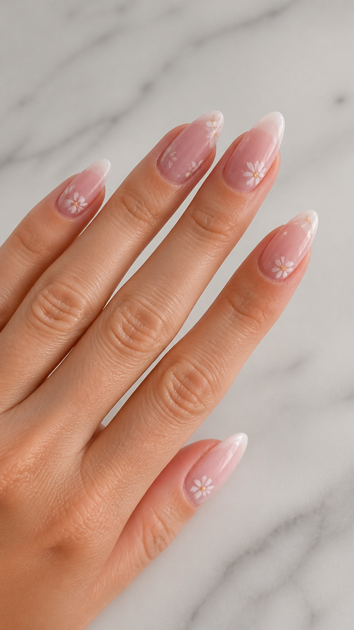Blush Almond with Delicate White Florals