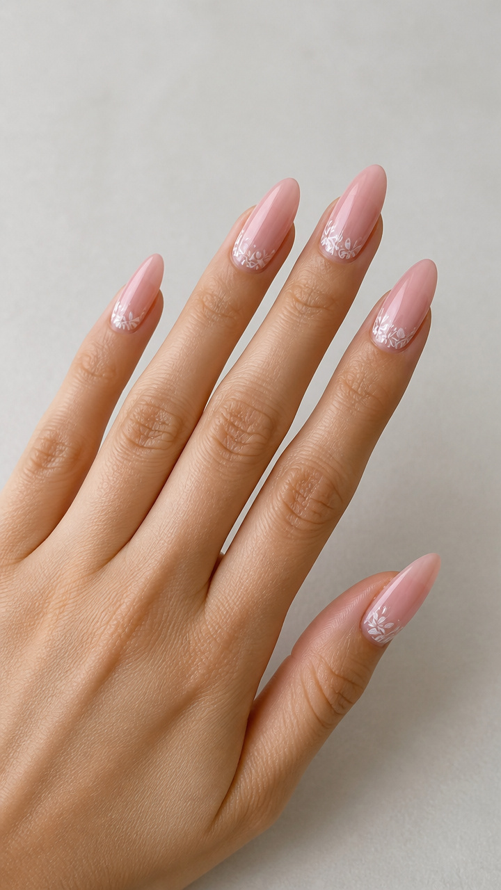 Blush Almond with Delicate White Florals
