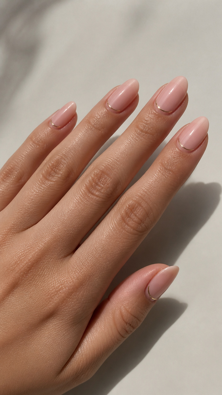 Blush Almond with Minimalist Gold Stripe