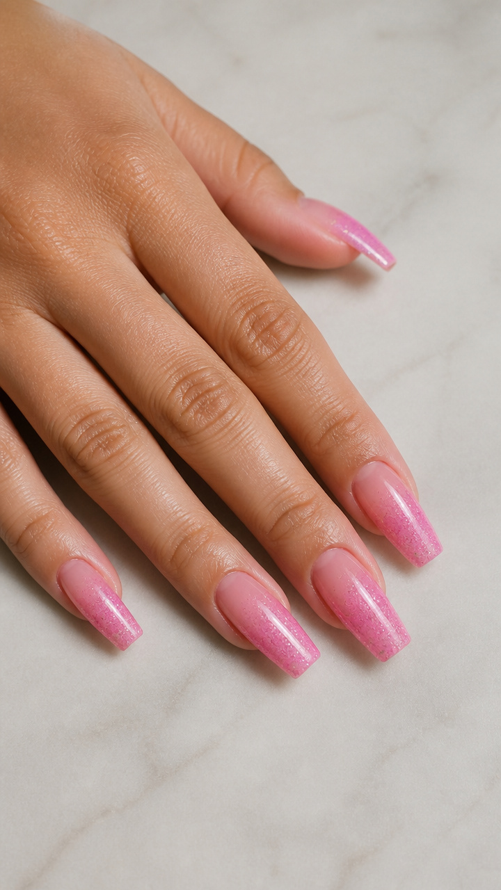 Bubblegum Pink Glitter Gradient