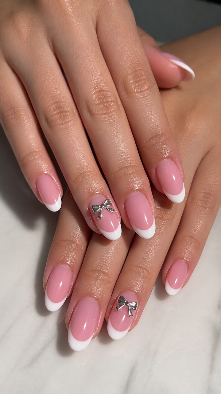 Candy Pink Tips with Bow Studs