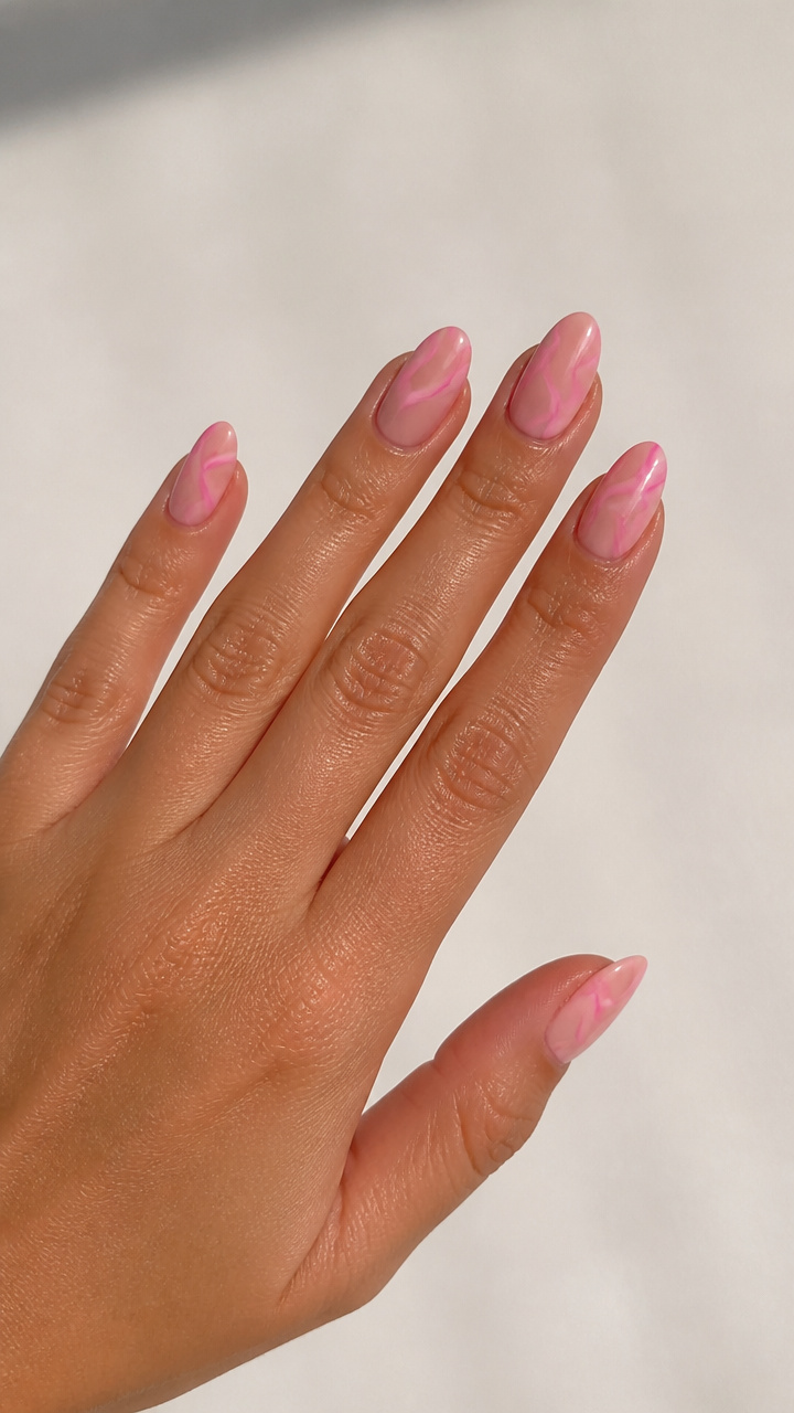 Candyfloss Swirls on Nude-Pink Base