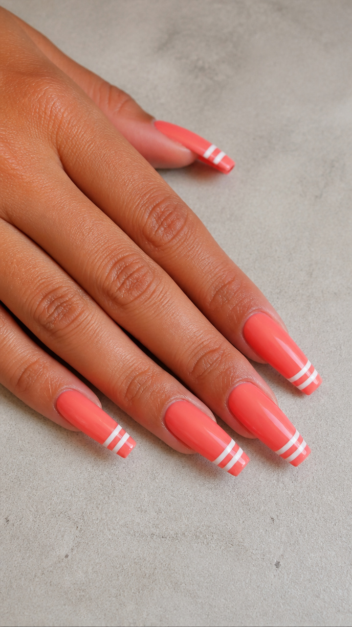 Coral Crush Ballerina with Stripes
