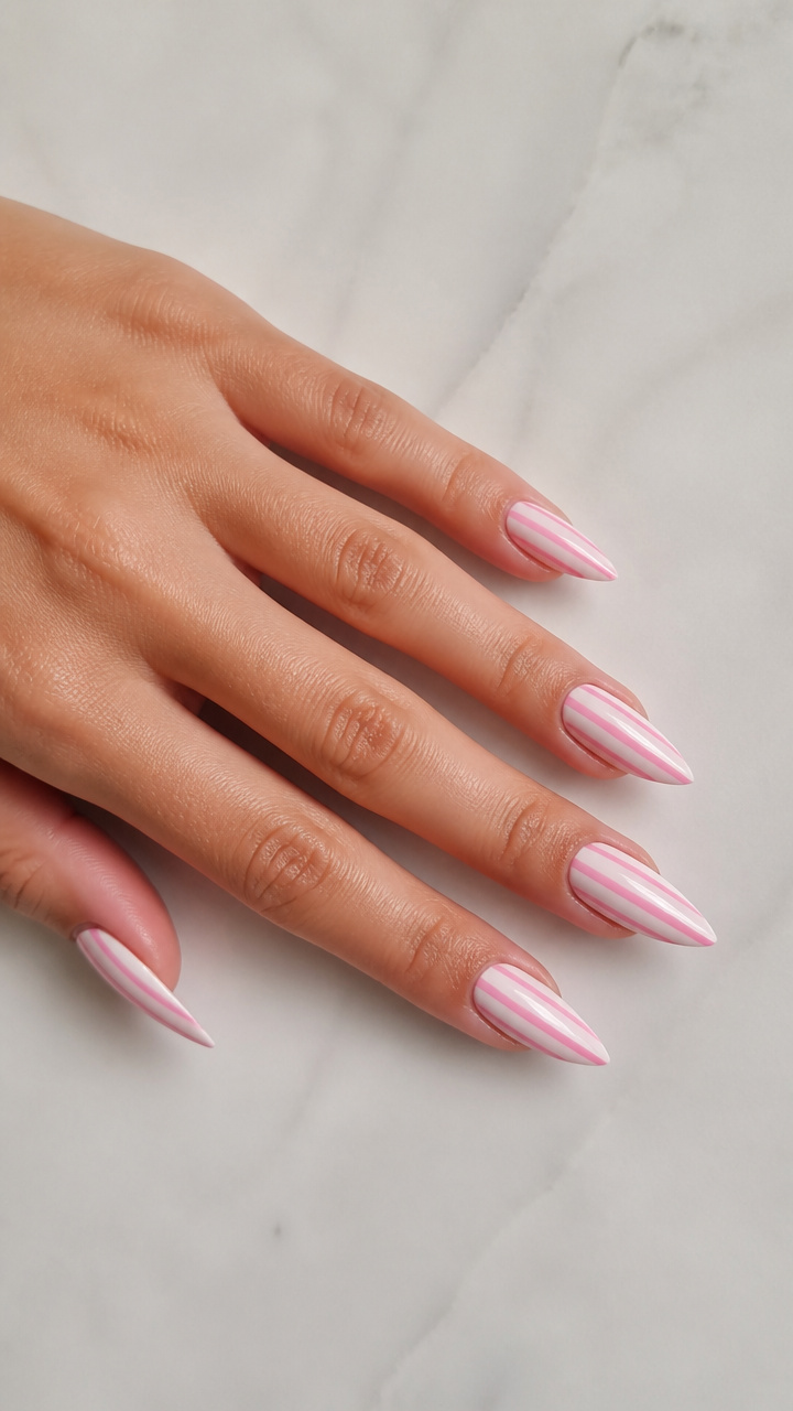 Delicate Pink Stripes with White Negative Space