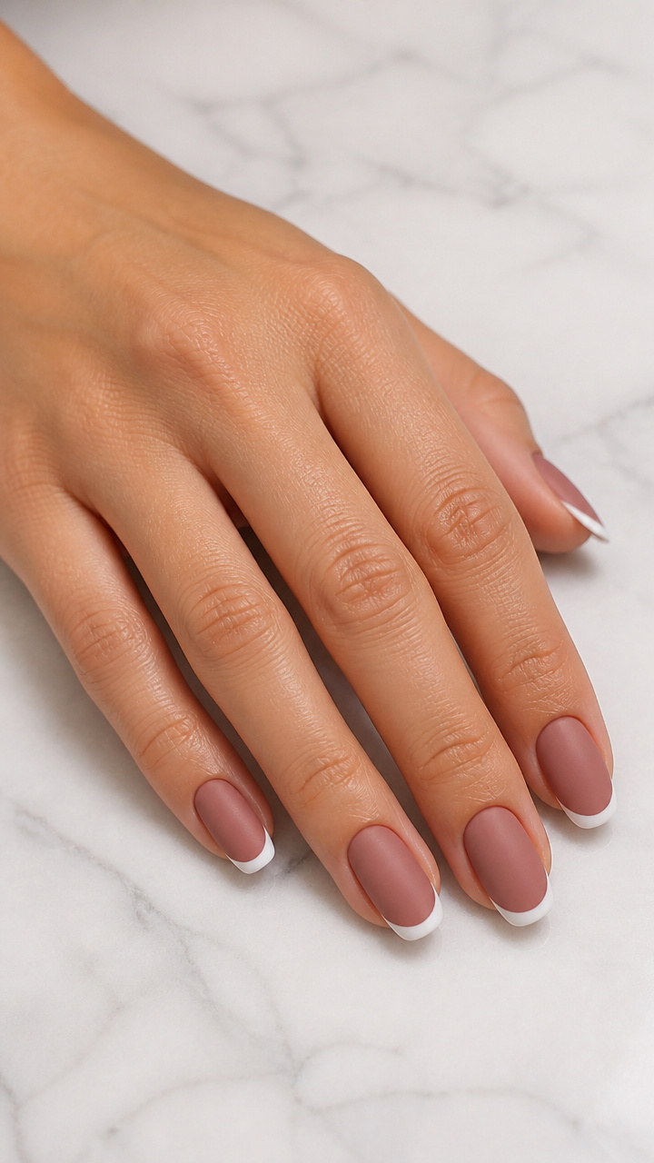 Dusty Rose Matte French Tips