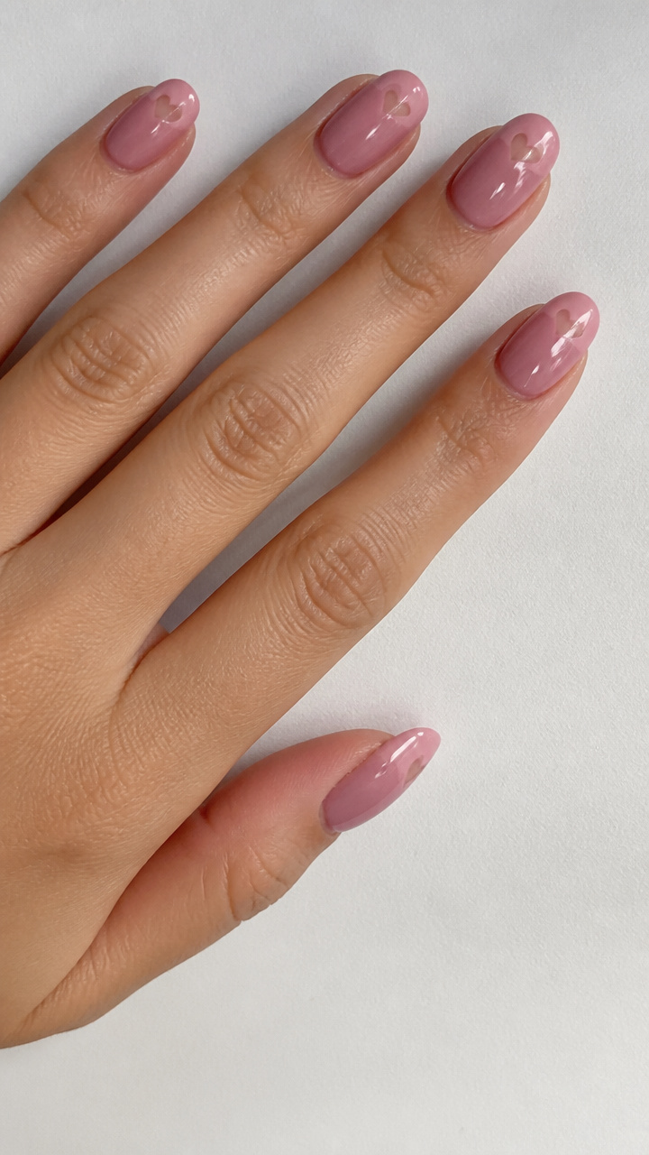 Dusty Rose with Negative Space Heart Cutouts