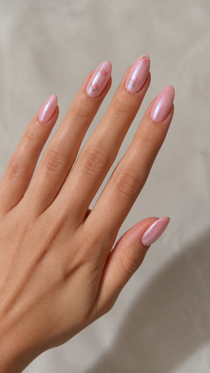 Floral Decals on Pale Pink Chrome