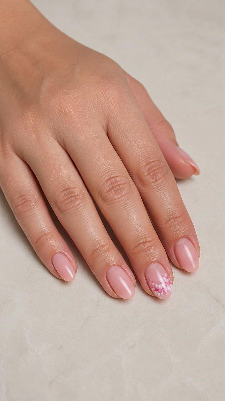 Floral Tip Accent with Nude-Pink Base