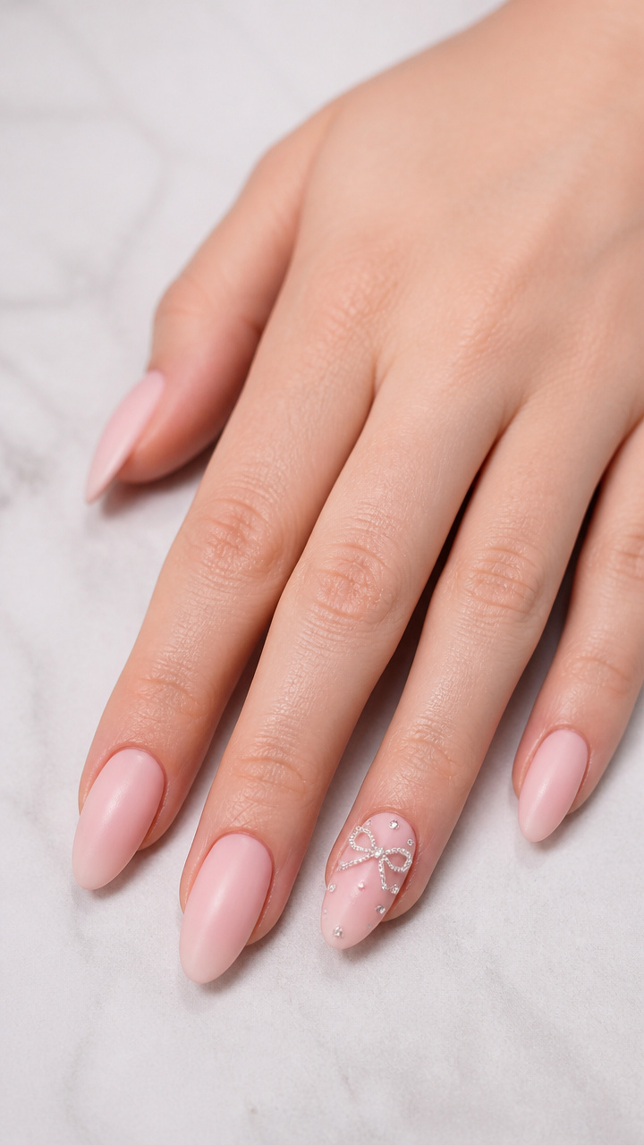 Frosted Petal Pink with Crystal Bow Cluster