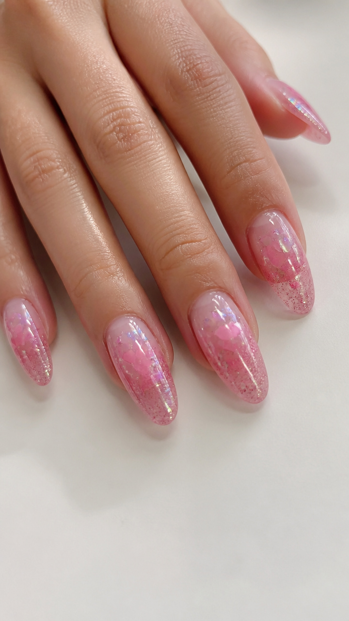 Glitter Gradient with Suspended Hearts