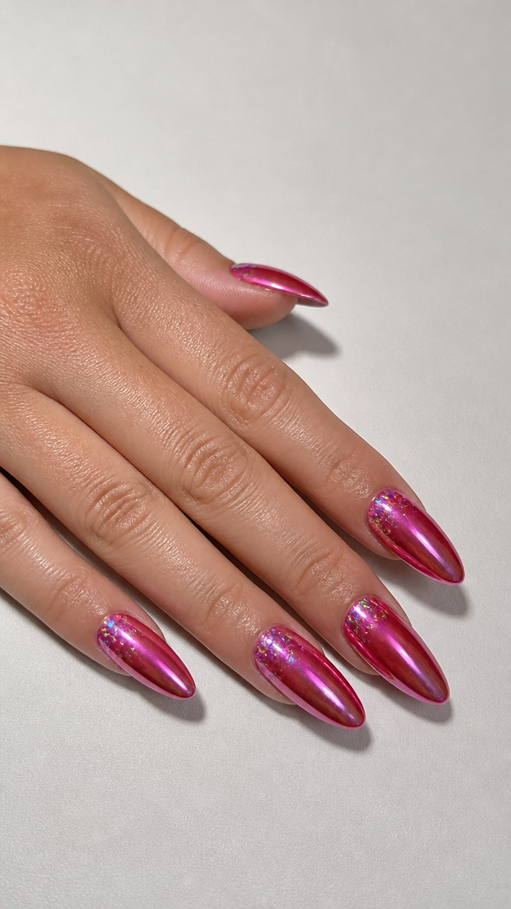 Hot Pink Chrome with Holographic Accents