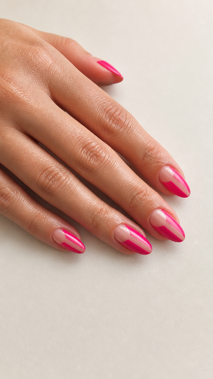 Hot Pink Tips with Negative Space Center