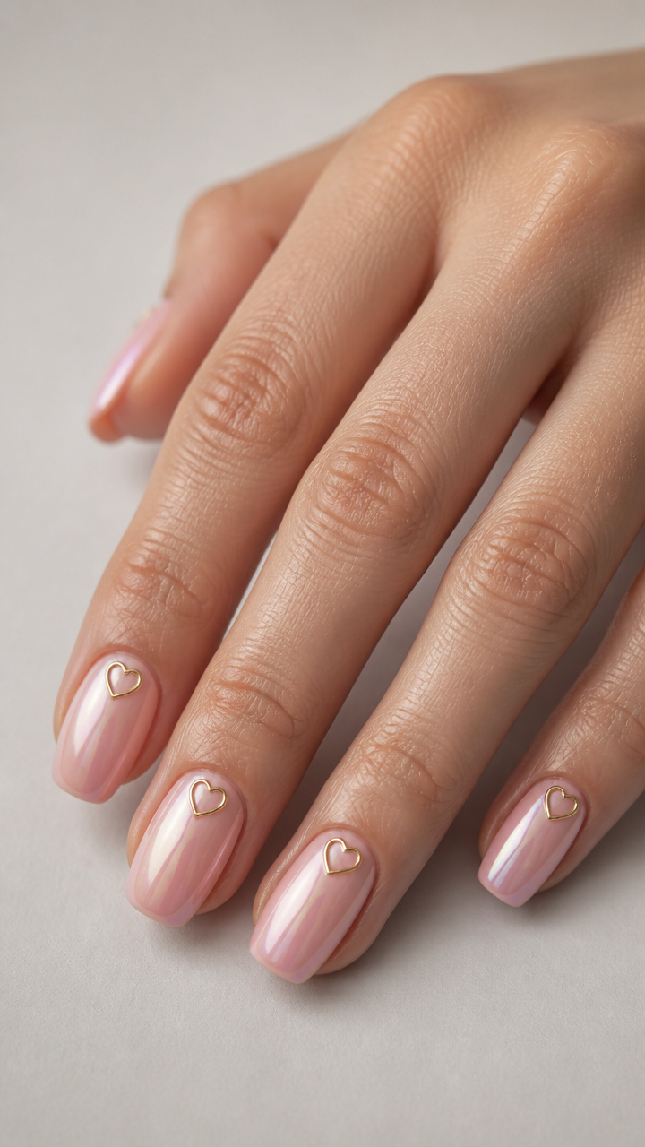Iridescent Ombre with Gold Heart Inlays