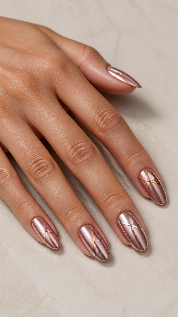 Mauve Metallic Mix with Geometric Chrome Accents
