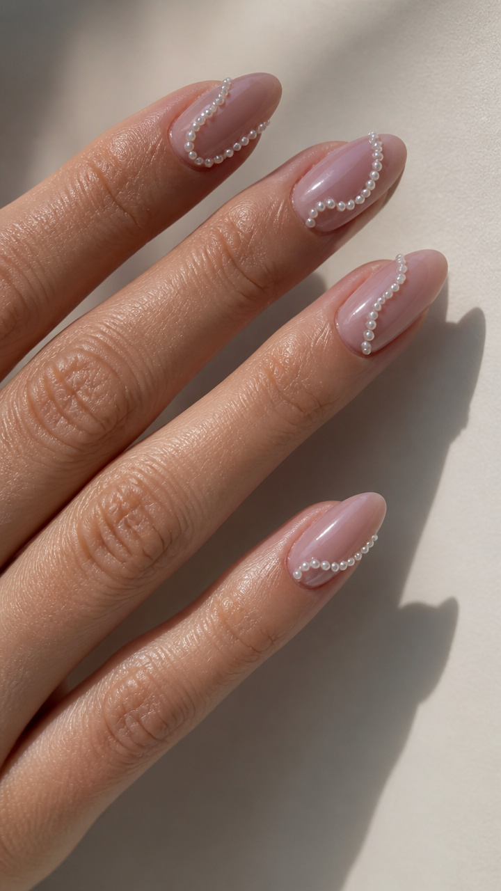 Milky Mauve with Floating Pearl Lines