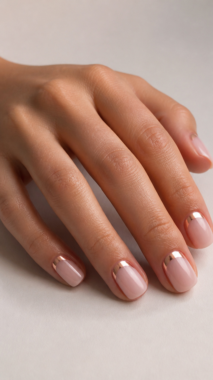 Milky Pink with Floating Chrome Half-Moon
