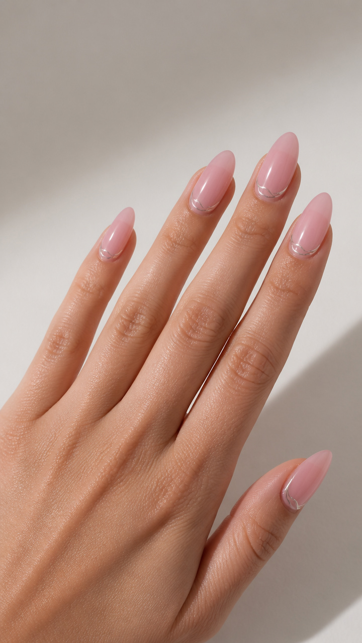 Milky Pink with Floating Chrome Lines