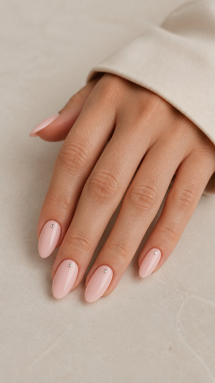 Pale Pink with Single Silver Dot Accents