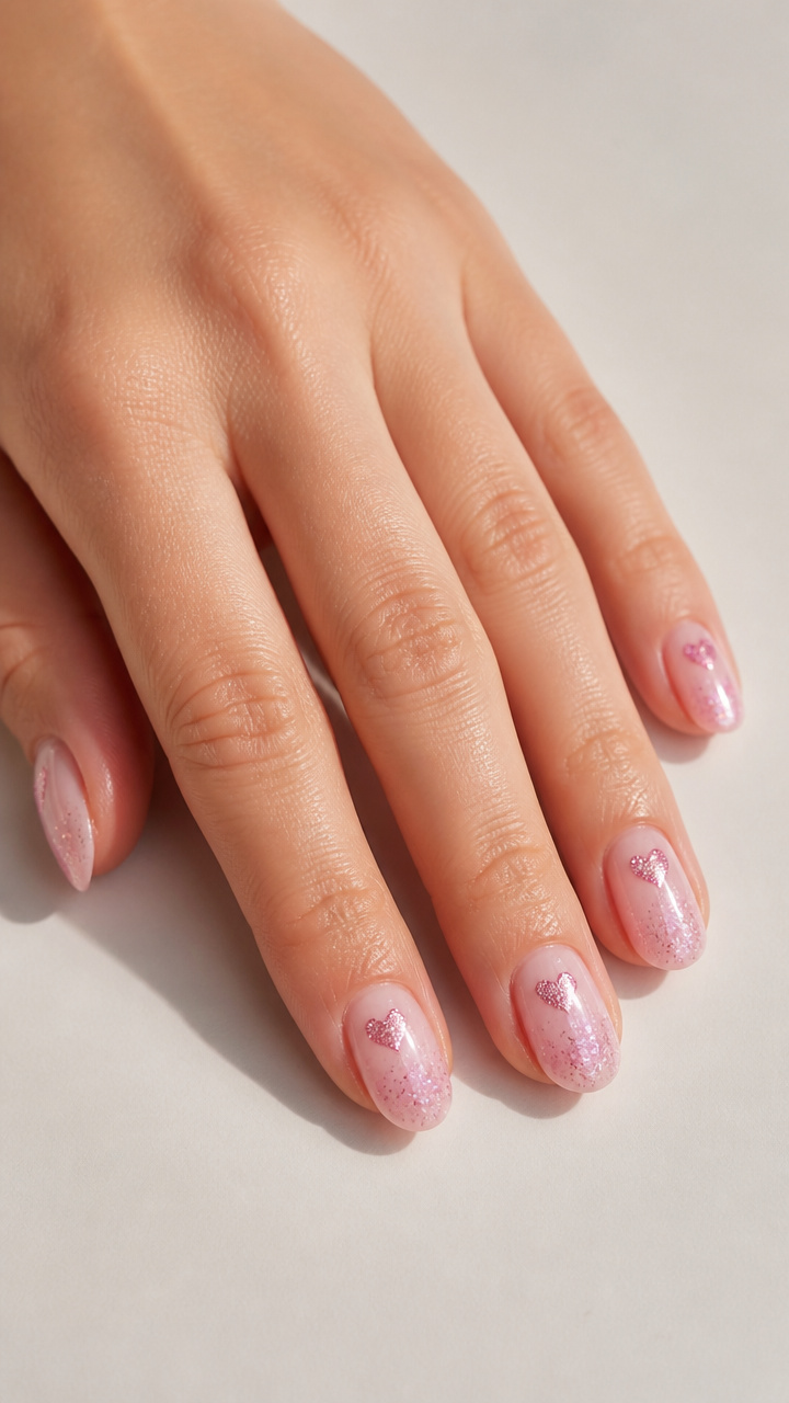 Pastel Pink Glitter Heart Accents