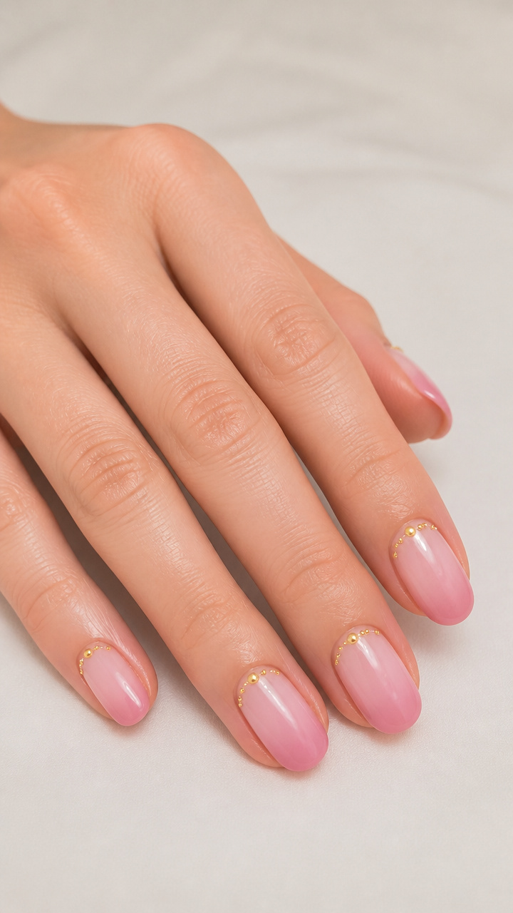 Pastel Pink Gradient with Gold Microbeads