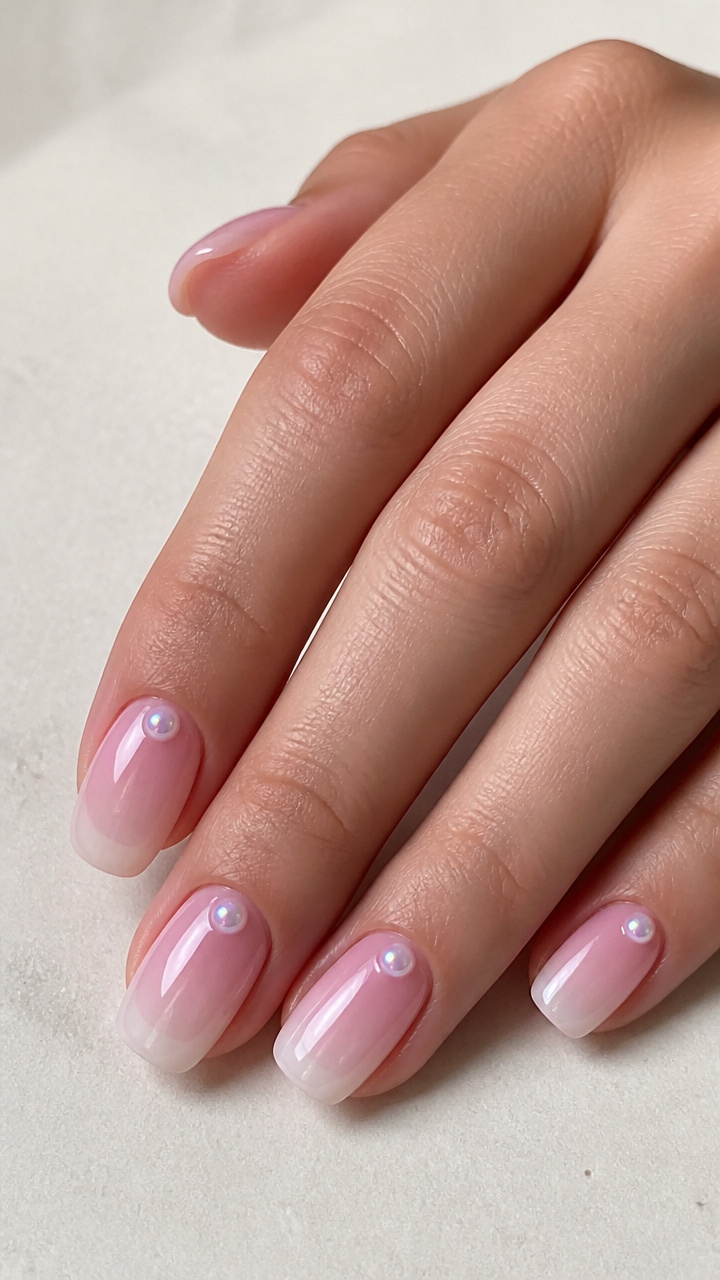 Pastel Pink Ombre with Pearl Accents