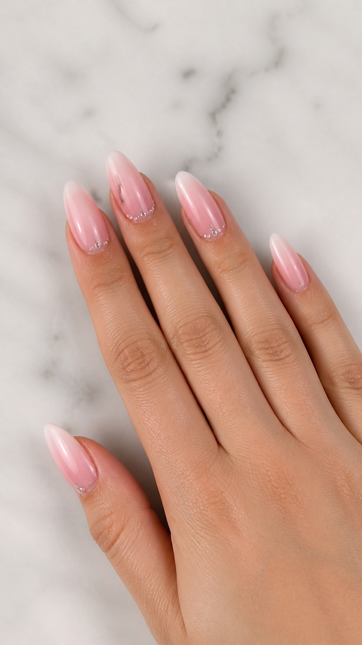 Pastel Pink Ombre with Rhinestone Accents
