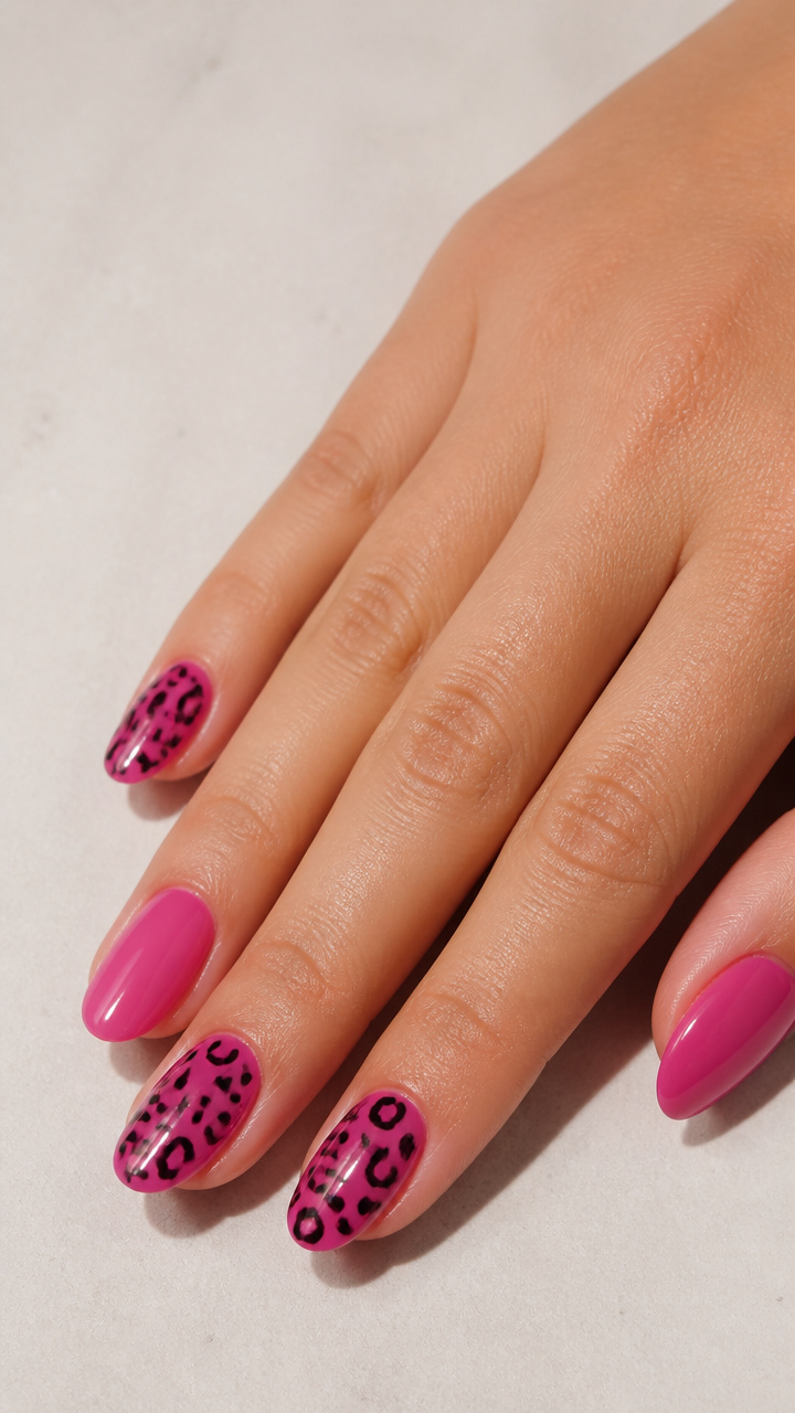 Pink Leopard Print on Sheer Magenta Base