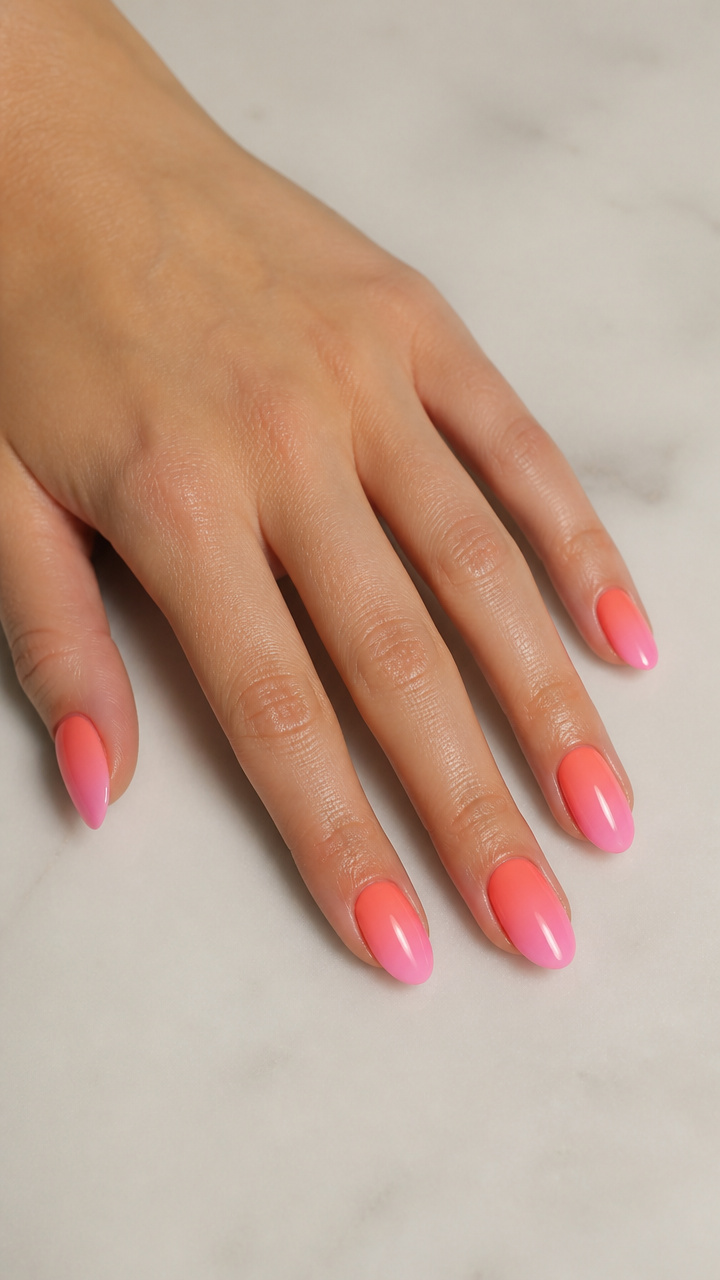 Pink Sherbet Gradient on Almond Shape