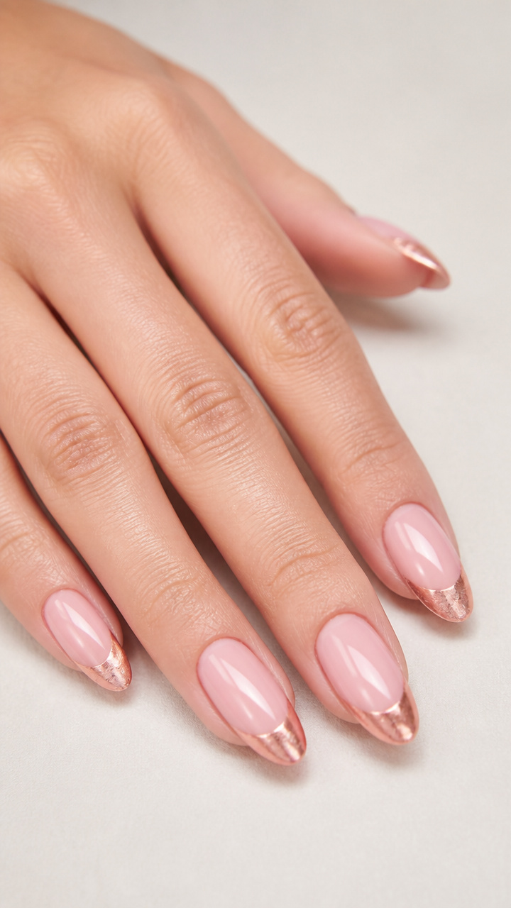 Rose Gold Foil French Manicure