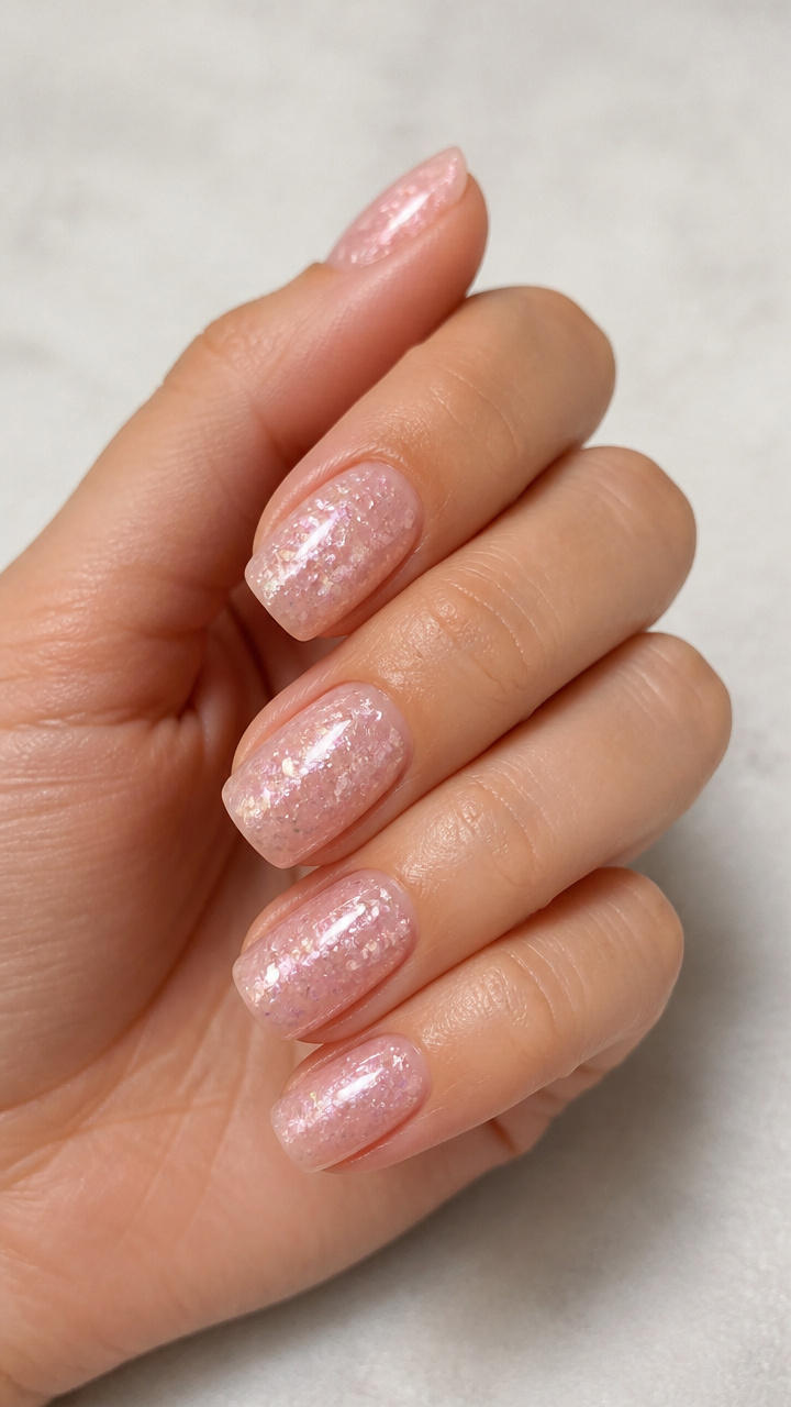 Rose Quartz Crushed Glitter Overlay