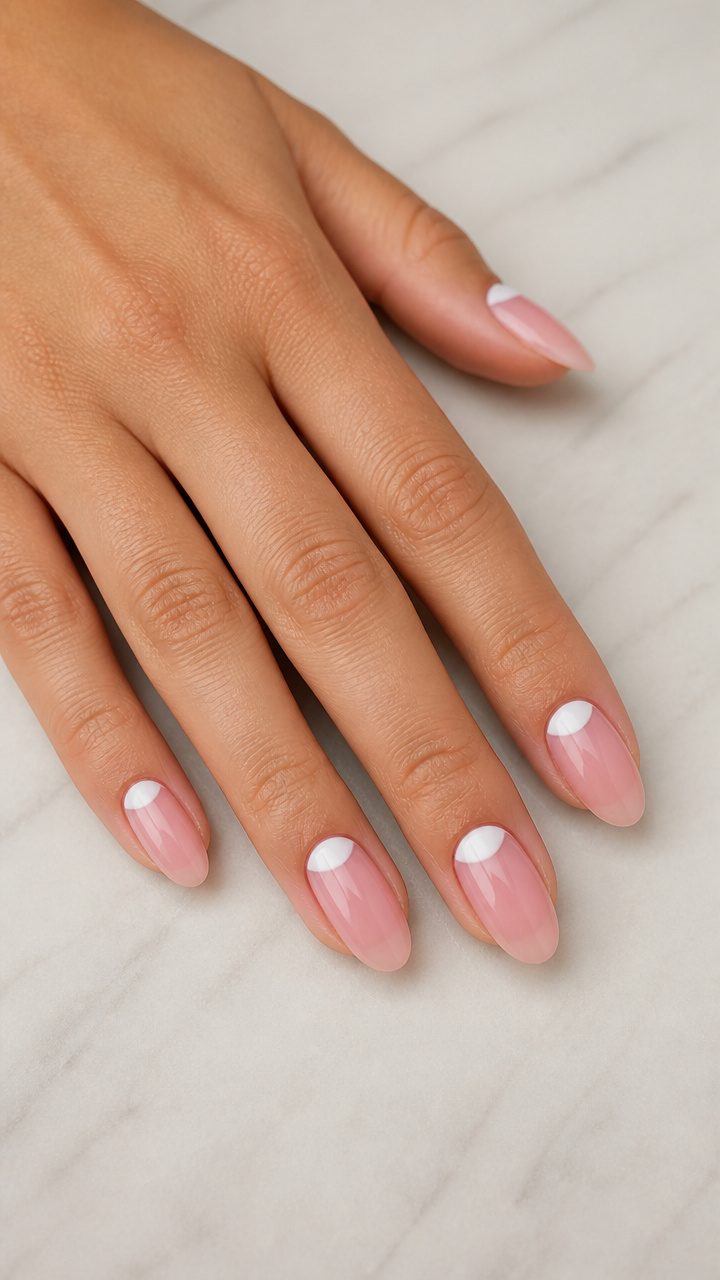 Sheer Pink Swoosh with White Crescent
