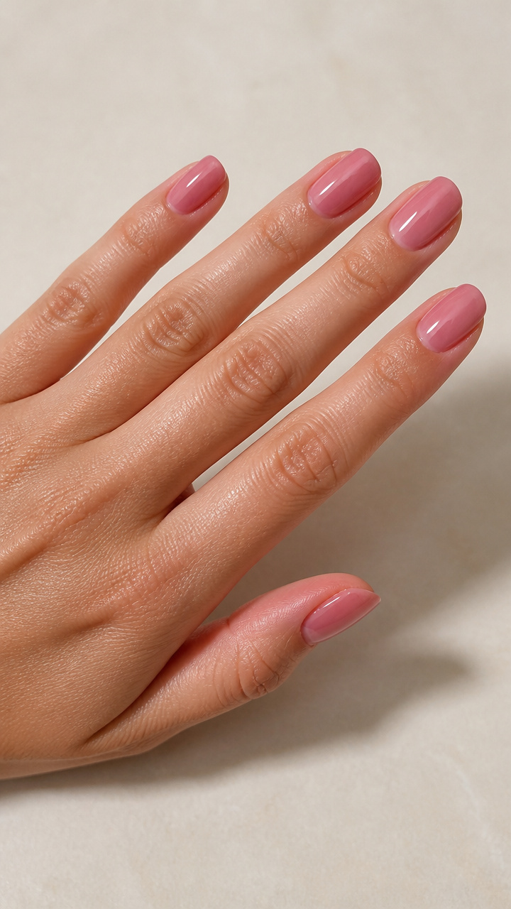 Sheer Raspberry Wash with High Shine Top Coat