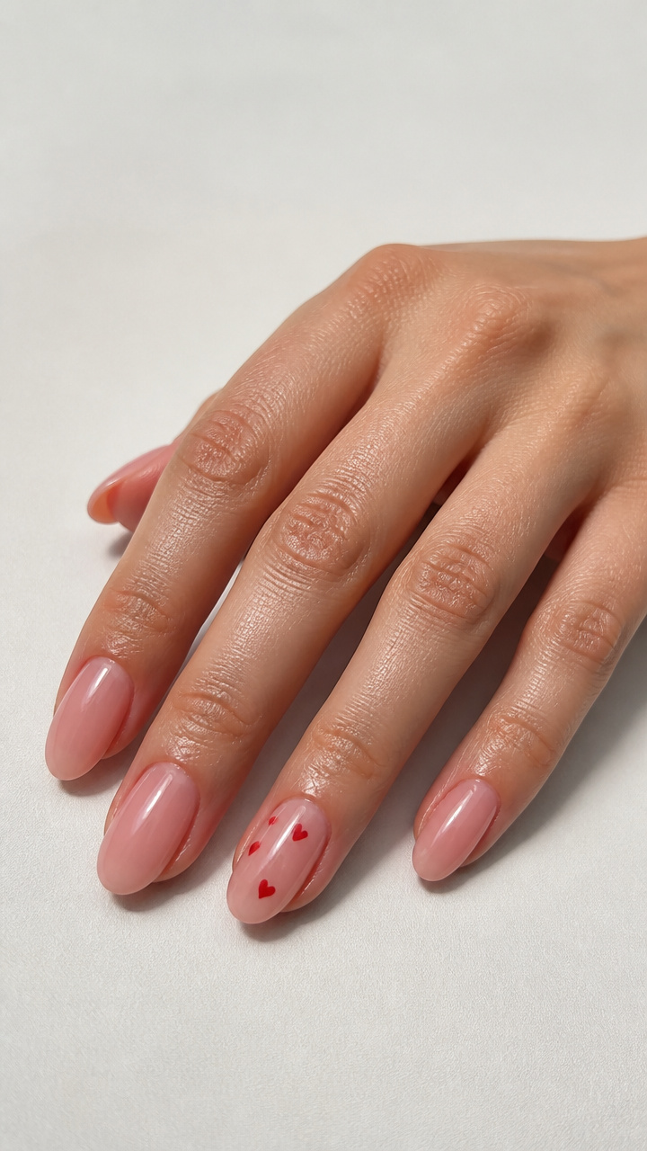 Soft Pink Barely There with Tiny Hearts