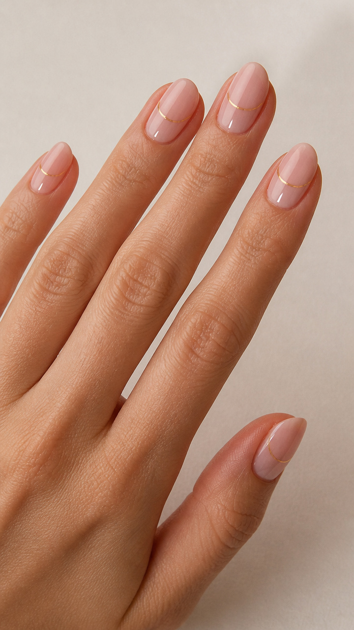 Soft Pink with Minimalist Gold Line Curve