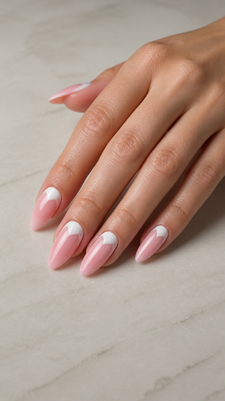 Tapered Pink Tips with White Inner Corners