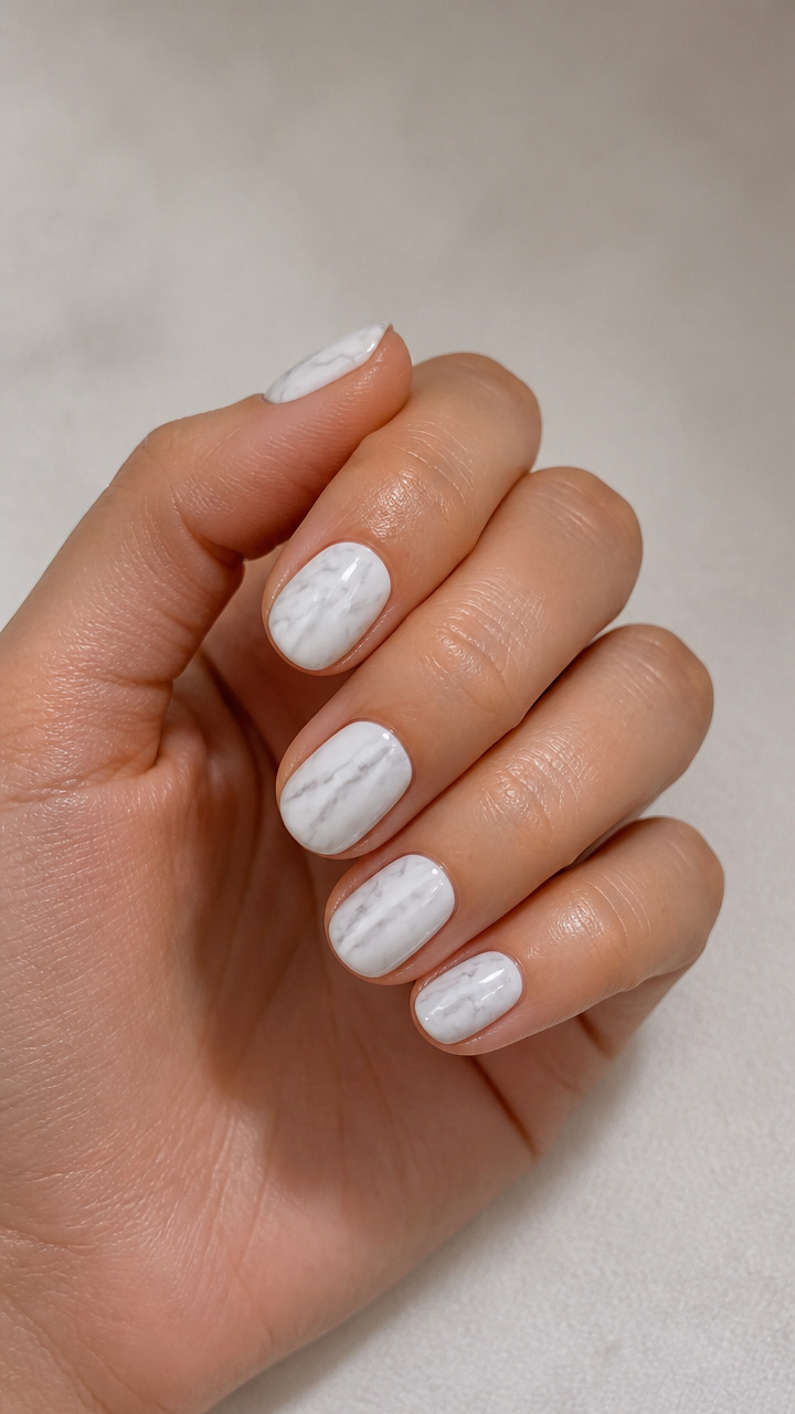 White and Grey Marble on Round