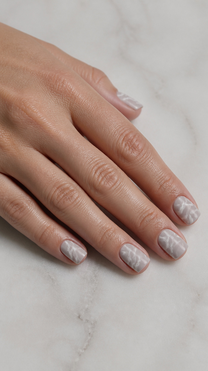 White Marble Swirl on Short Square