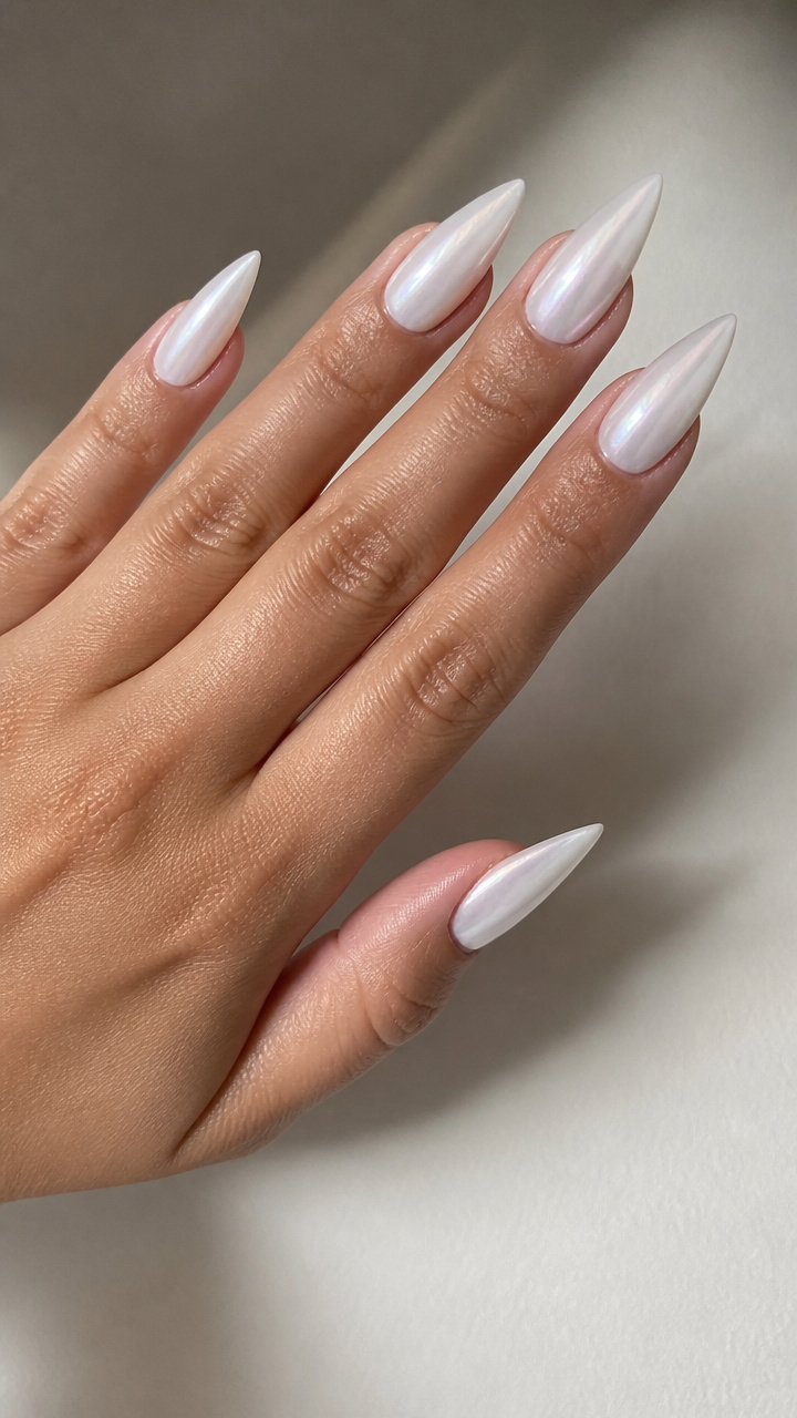 White Stiletto with Pearl Finish