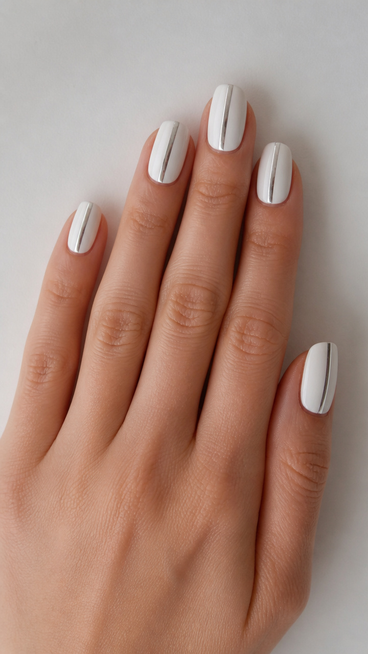 White with Single Silver Stripe