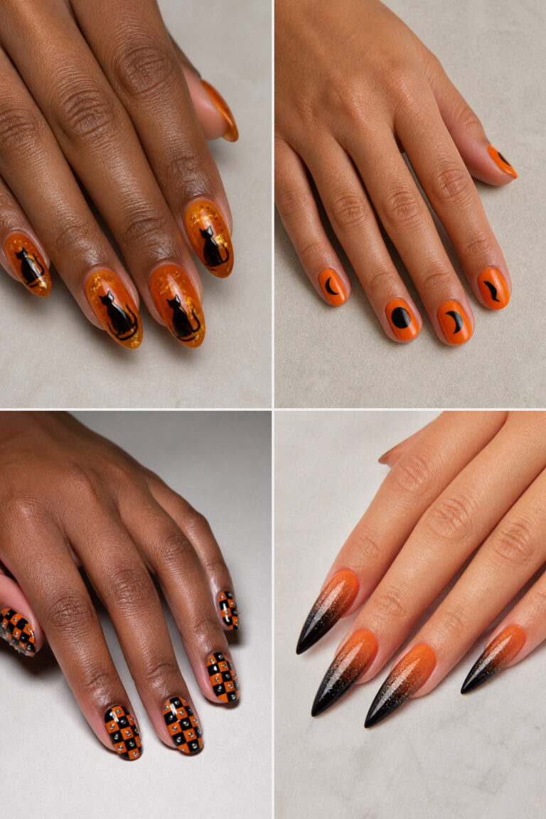 15 Black and Orange Halloween Nail Designs for a Classic Spooky Look