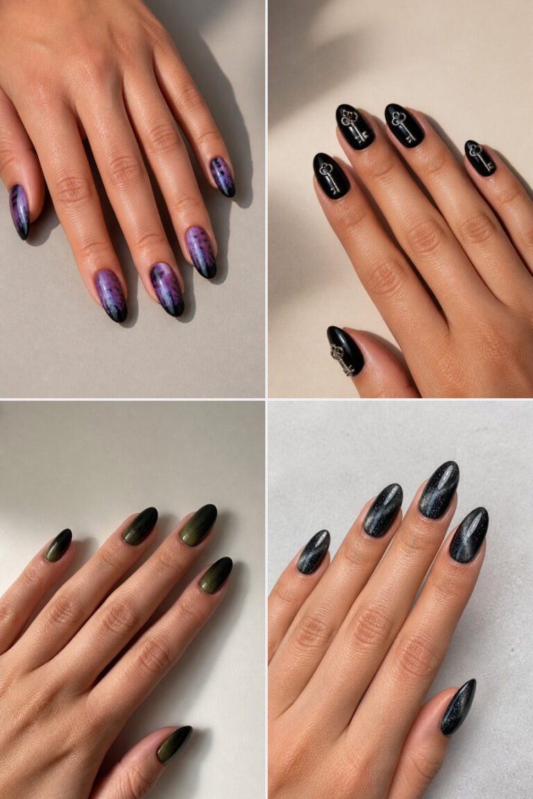 15 Black Halloween Nail Designs for a Dark and Moody October Look