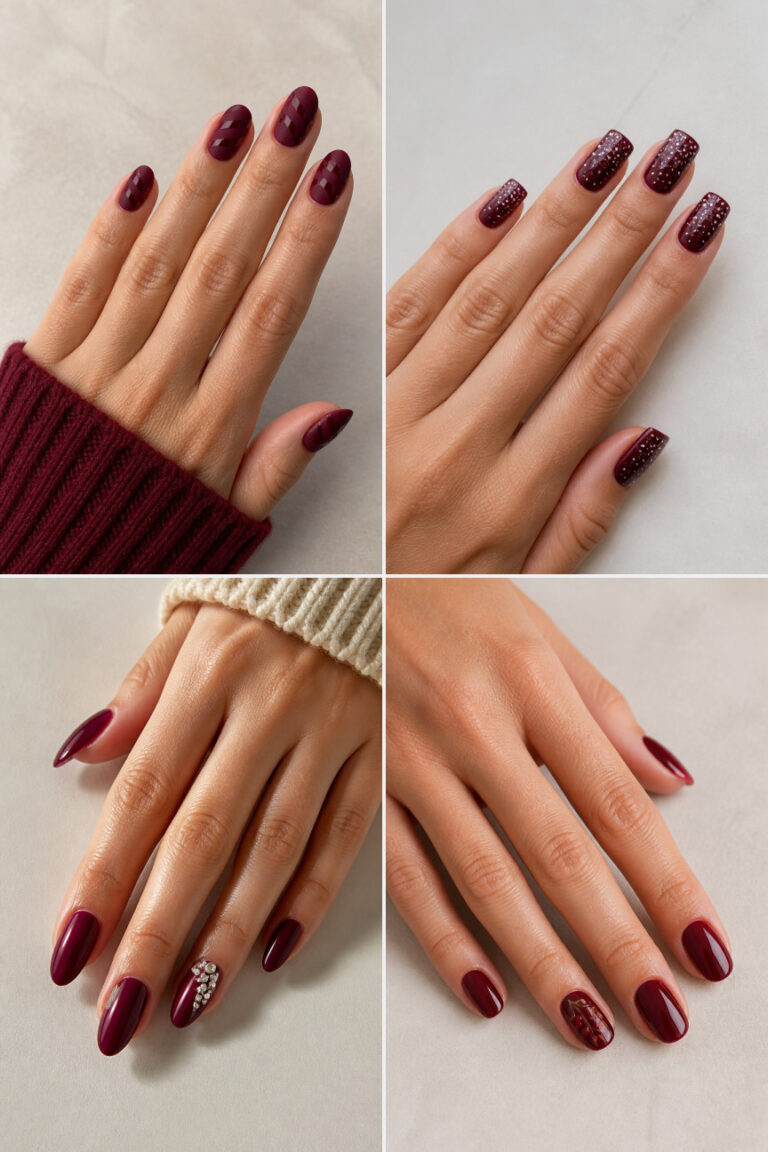 15 Burgundy Christmas Nail Designs for a Rich and Sophisticated Holiday Look