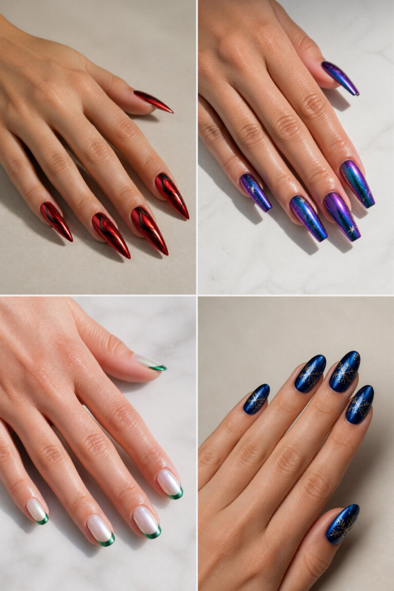 15 Christmas Chrome Nail Designs for a Shimmery Holiday Look